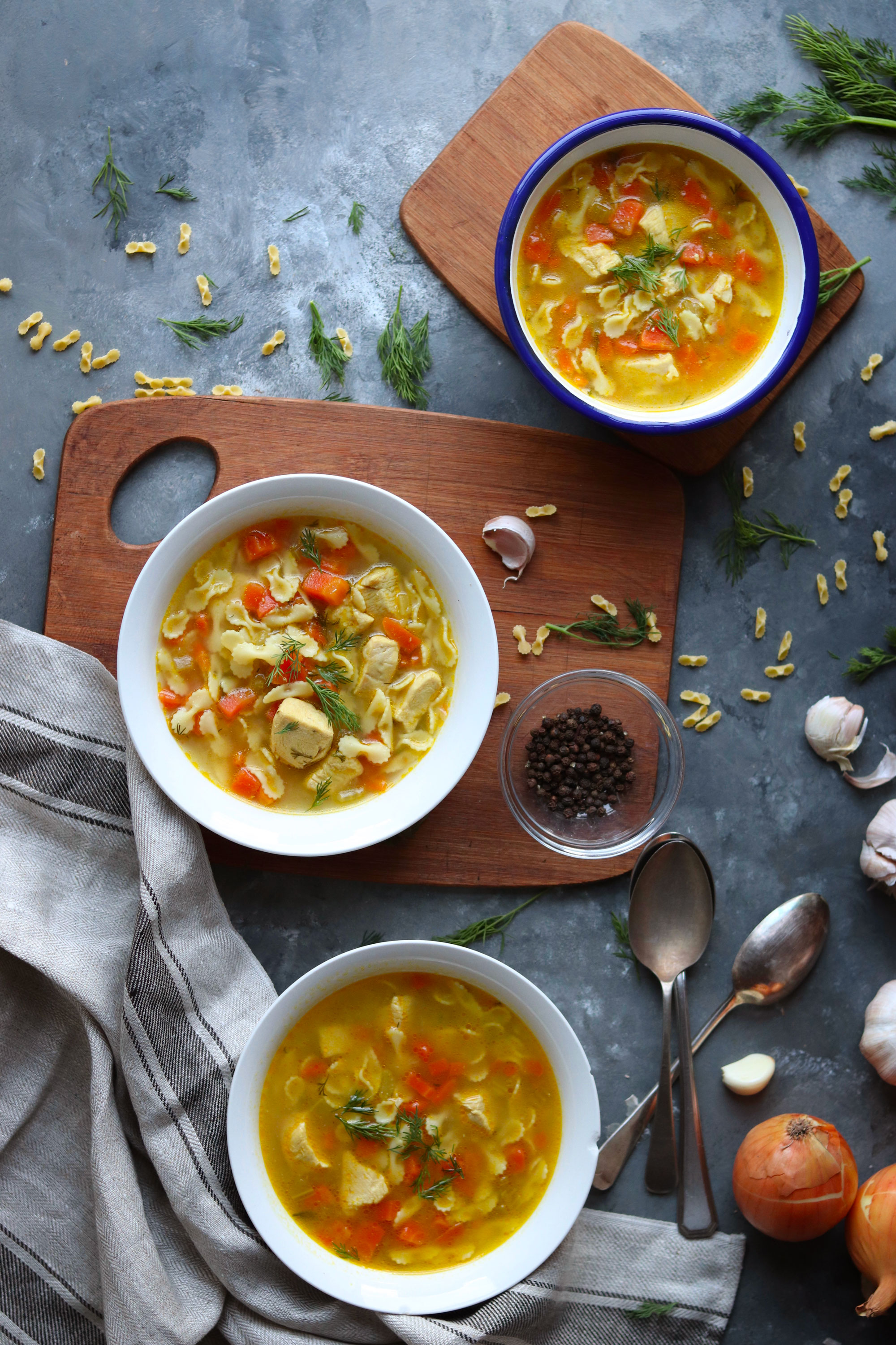 Chicken and veggies pasta soup - Cold and flu buster