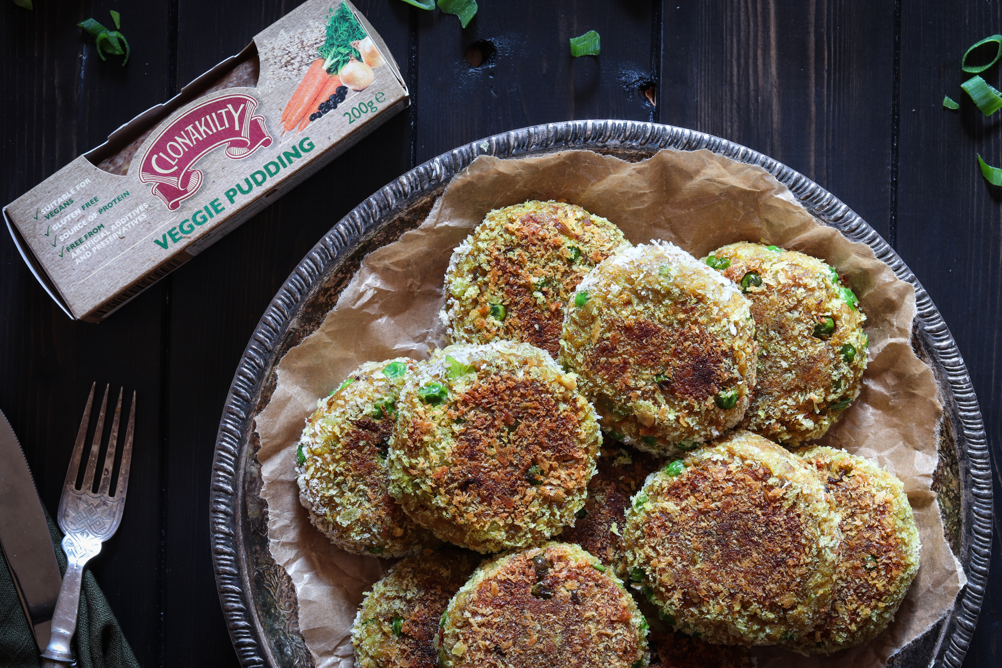 Indian spiced Clonakilty veggie pudding cutlets 