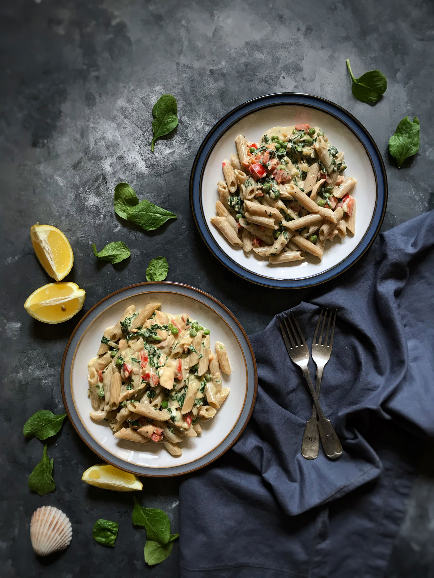 salmon wholewheat pasta diary free