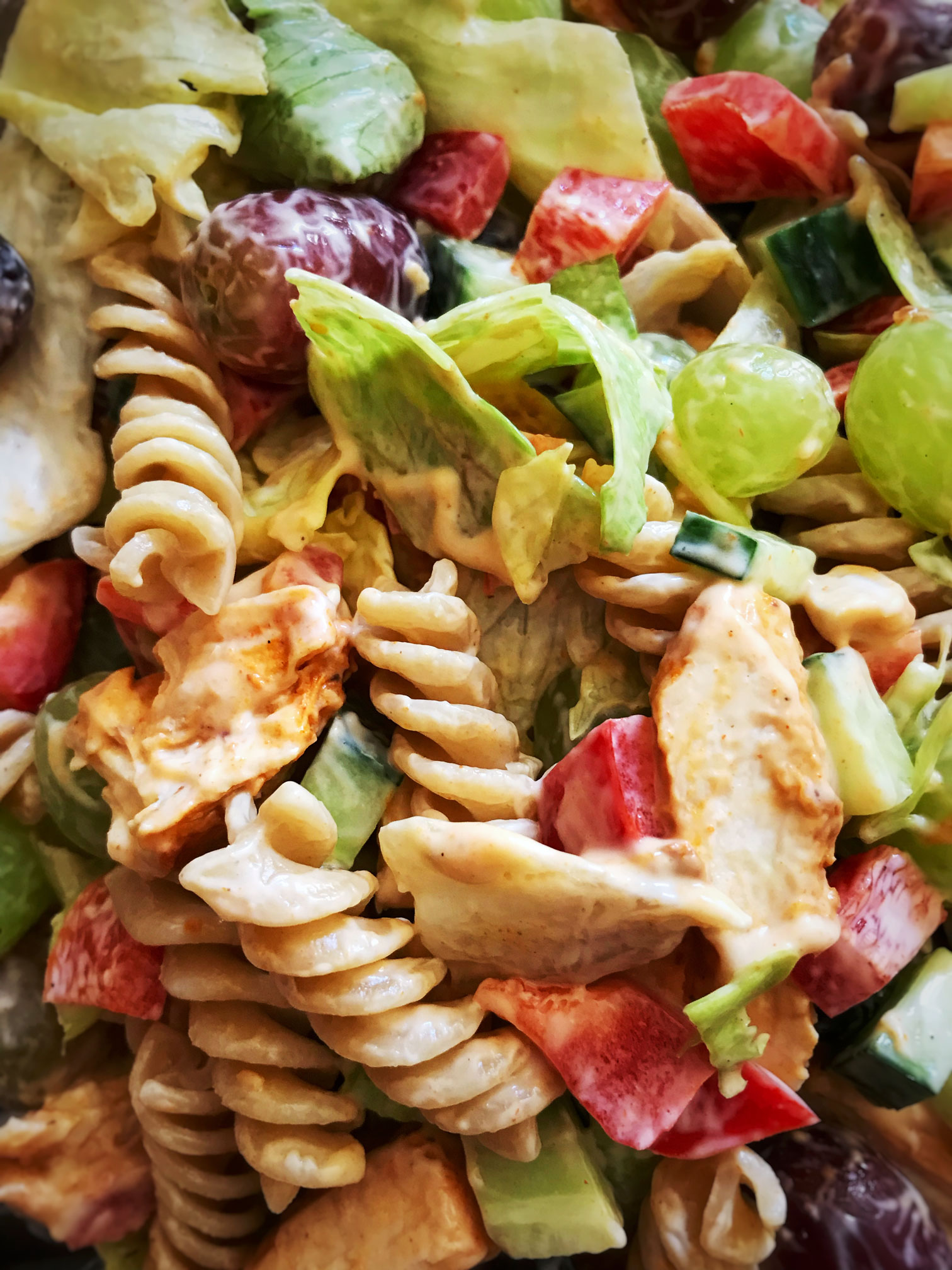 Indian spiced chicken and pasta salad