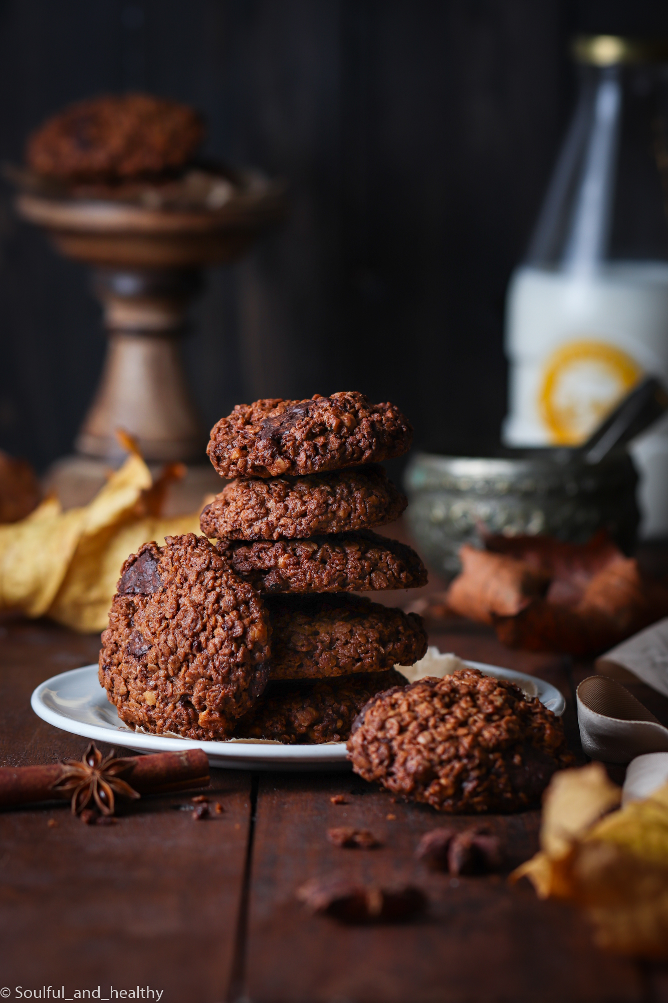 Pumpkin spiced dark chocolate chunks oats cookies