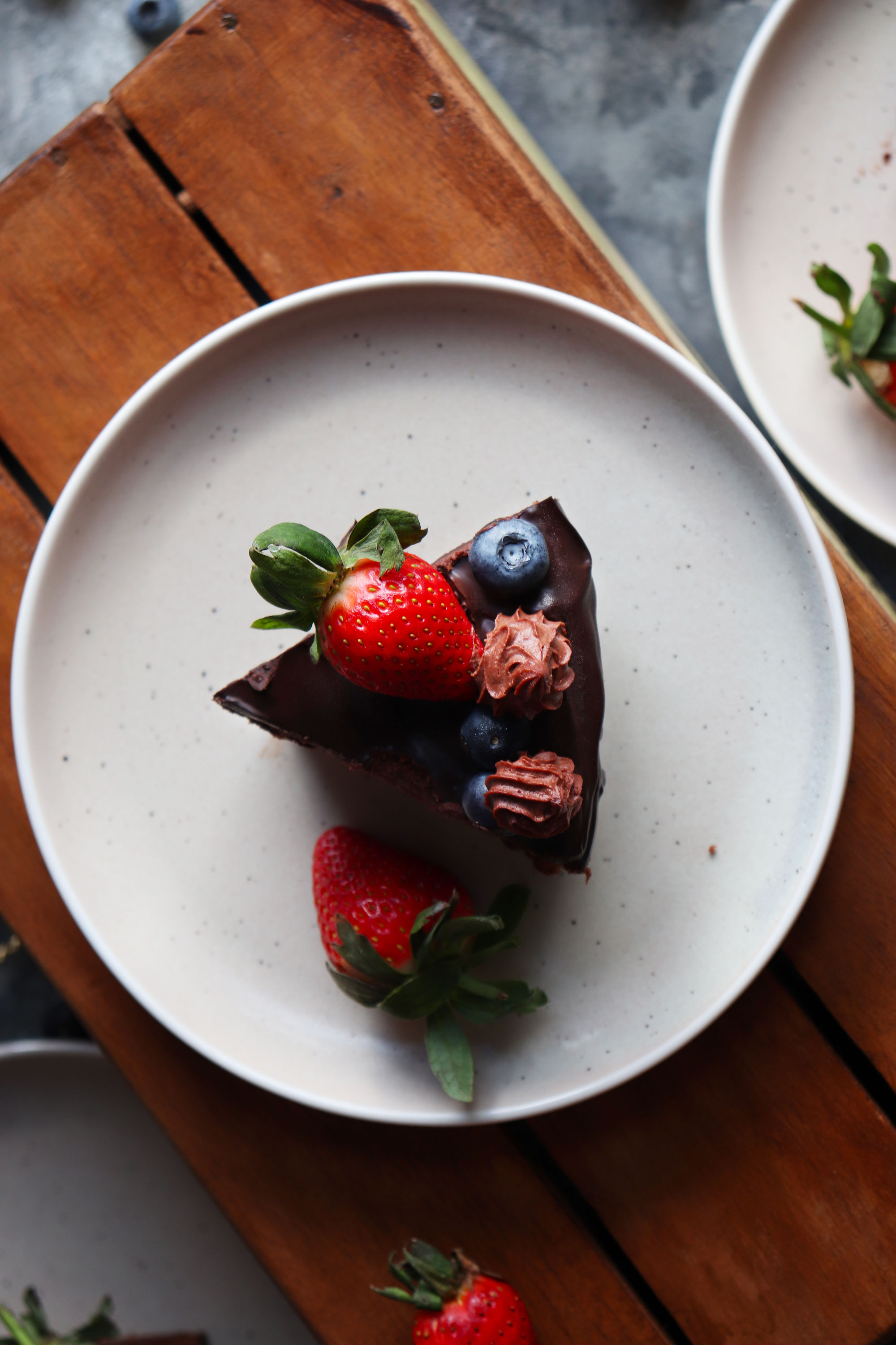 Chocolate chiffon cake, mocha cream frosting and dark chocolate ganache