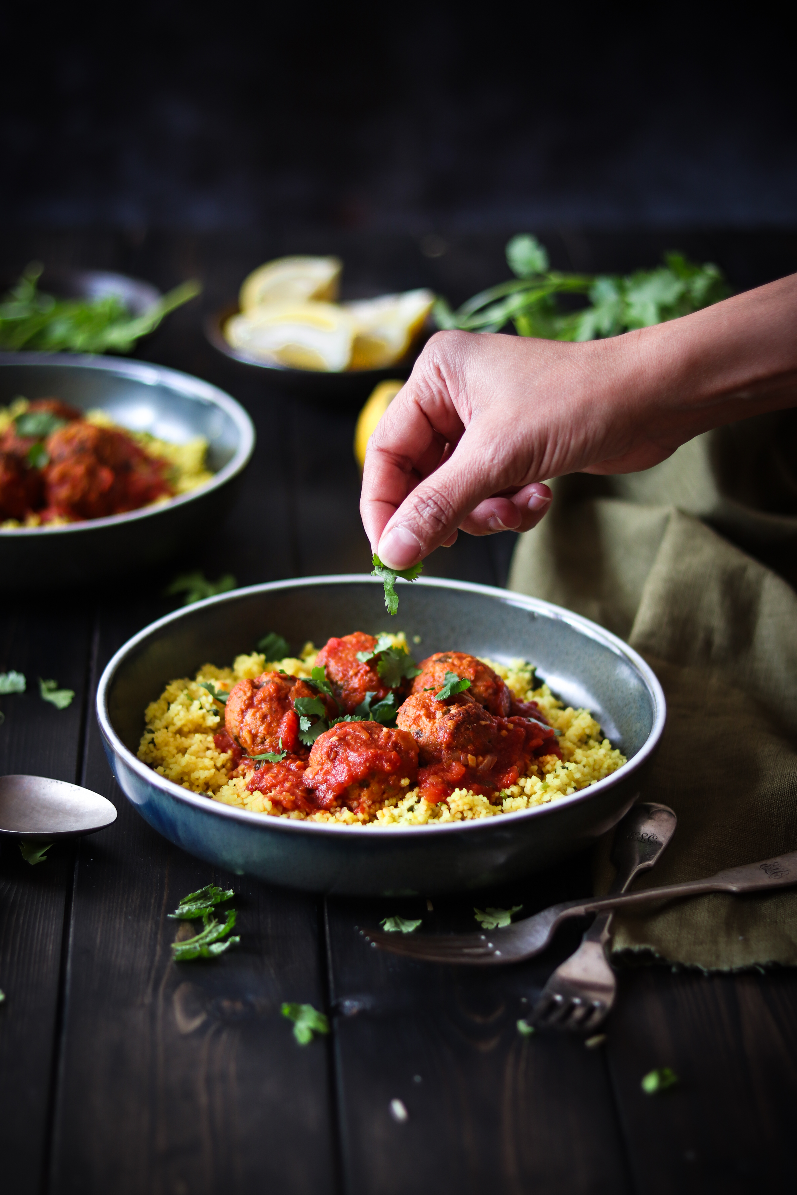 Moroccan Turkey meatballs with lemony couscous