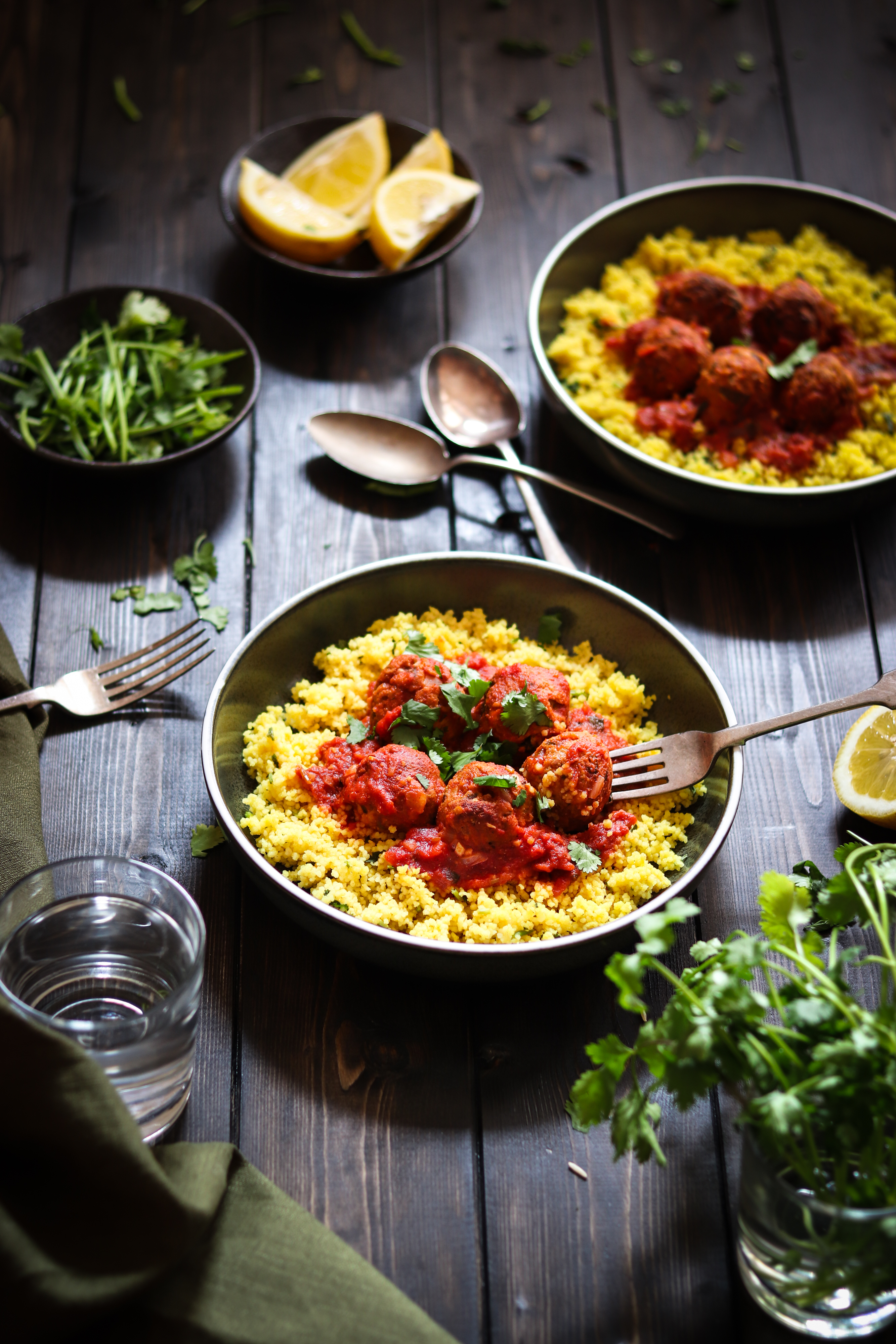 Moroccan Turkey meatballs with lemony couscous