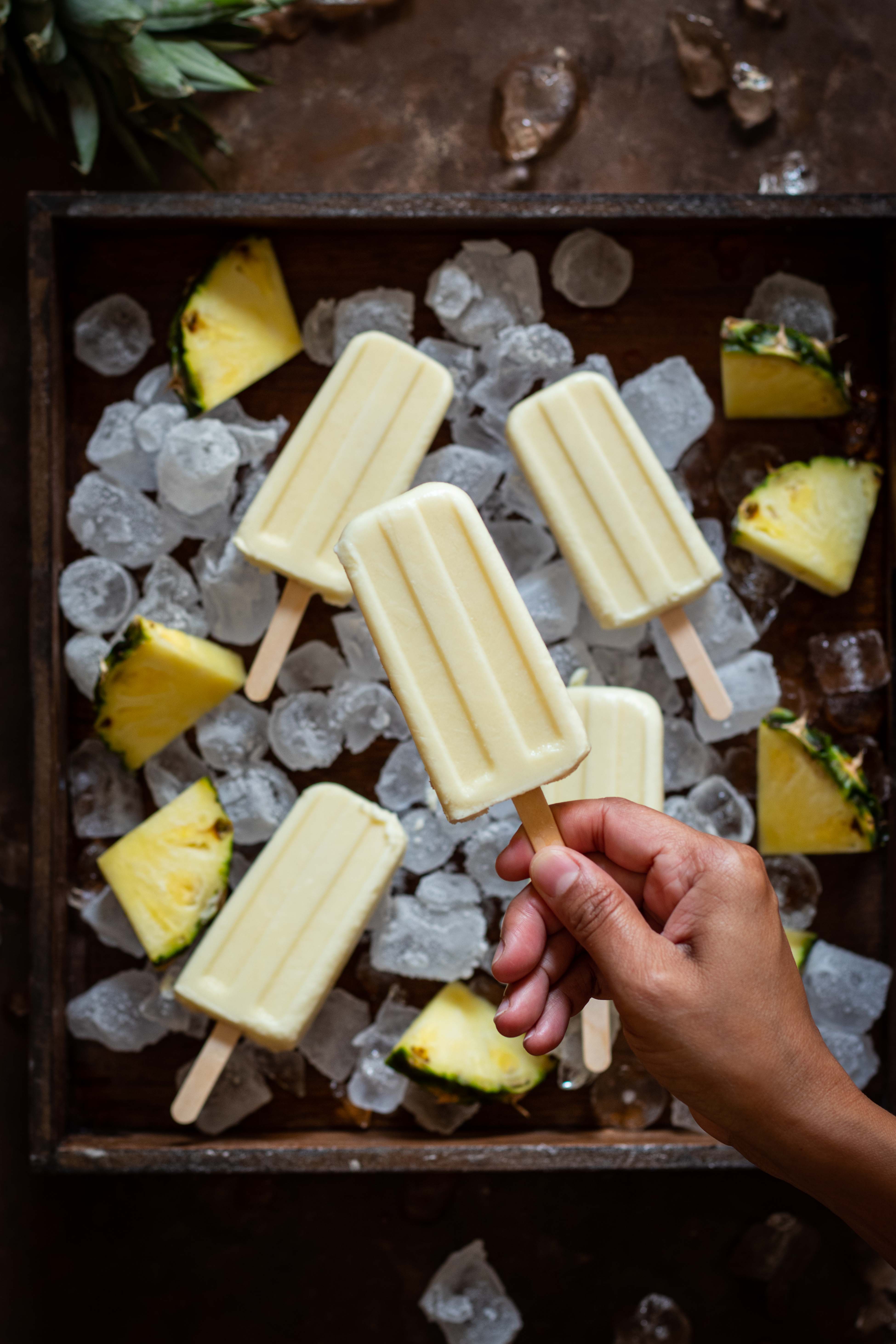 Pina colada popsicles