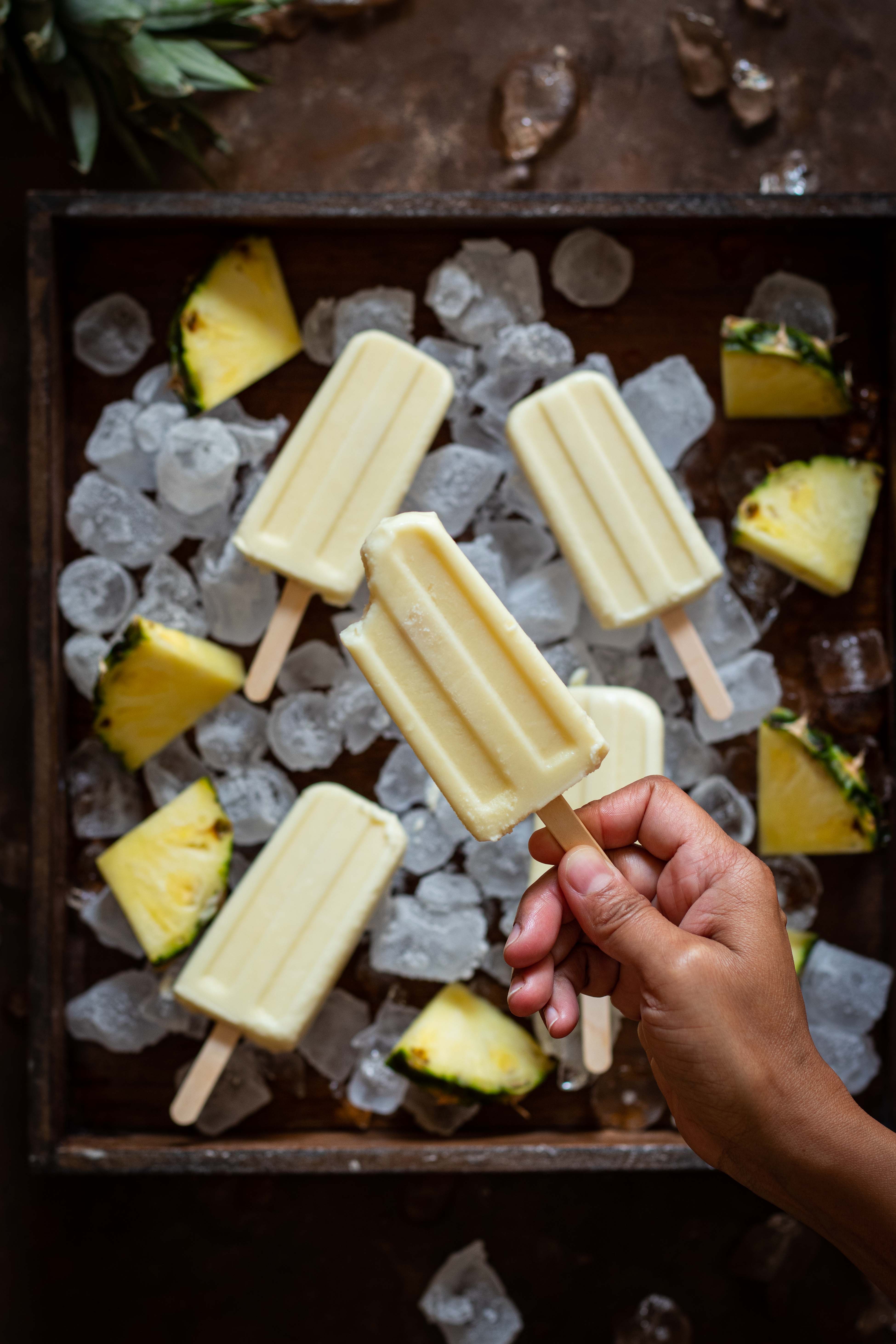 Pina colada popsicles