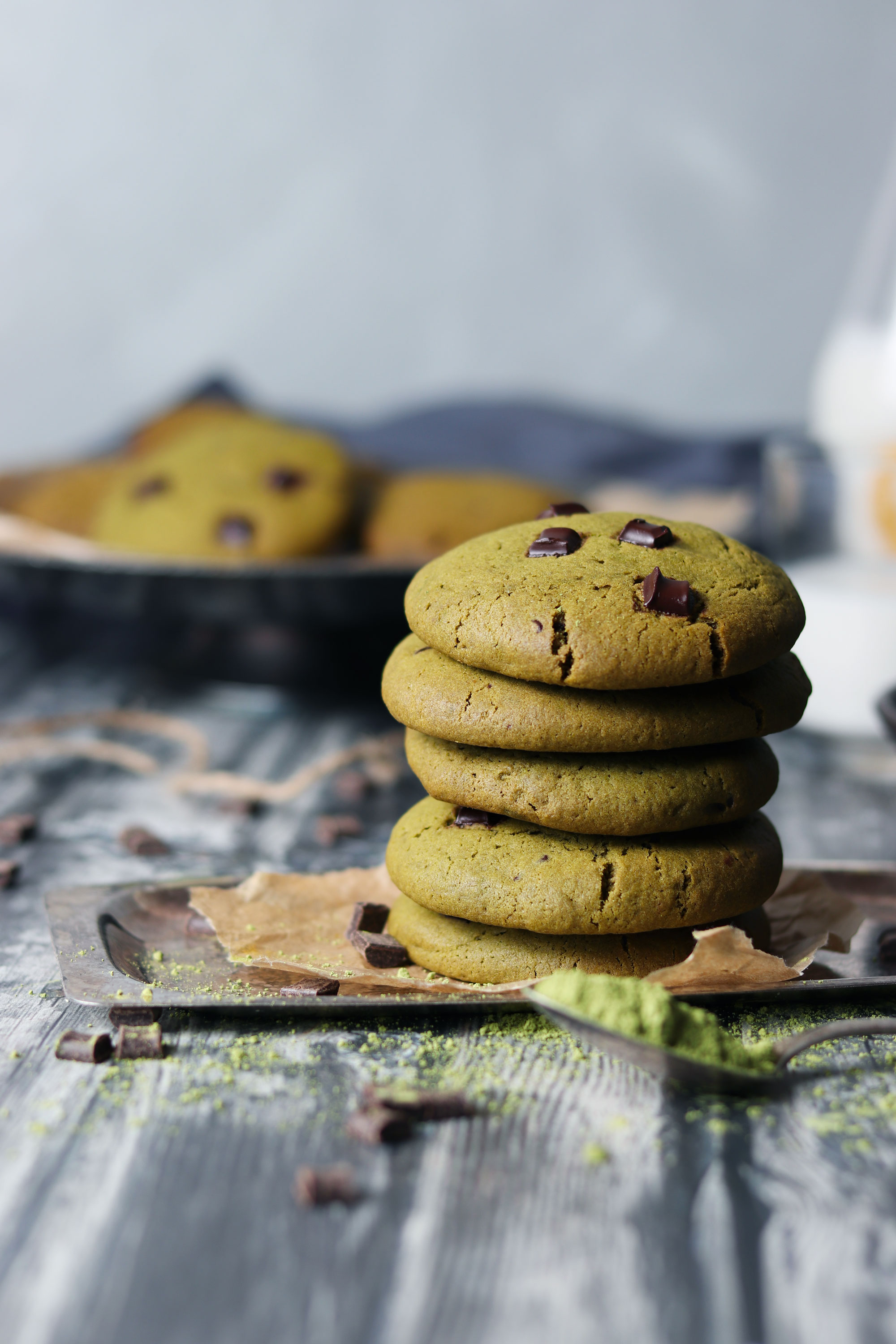 Matcha dark chocolate chip cookies