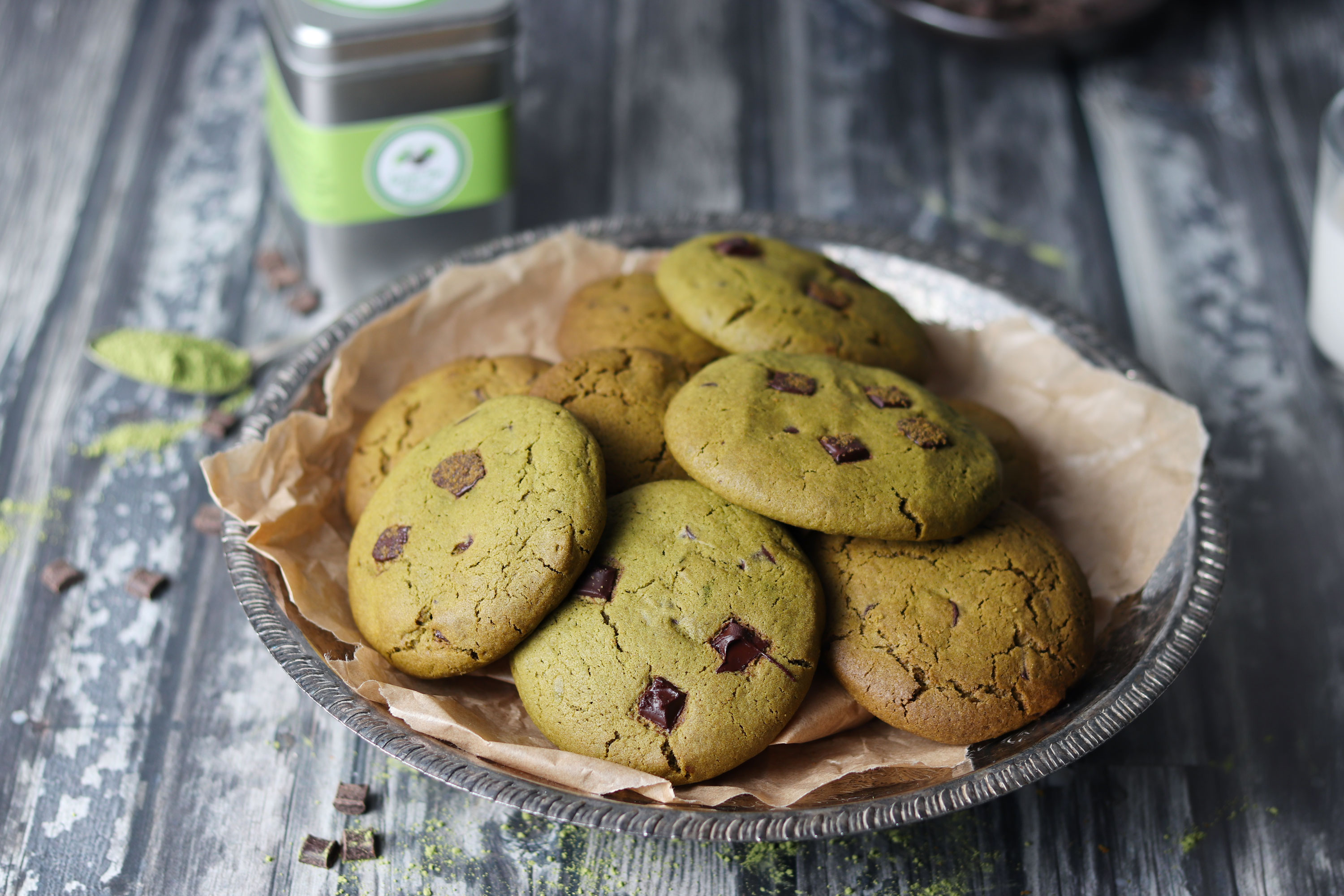 Matcha dark chocolate chip cookies