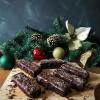 chocolate brownie bars with blueberry chia jam